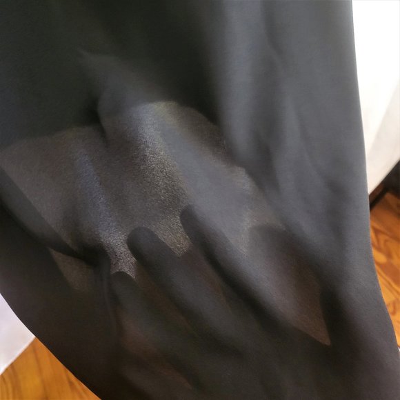 Roaman's Black Sheer A Line Midi Dress With Bell Sleeves - Picture 6 of 11